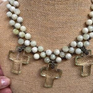 3 strand necklace with 3 crystal crosses